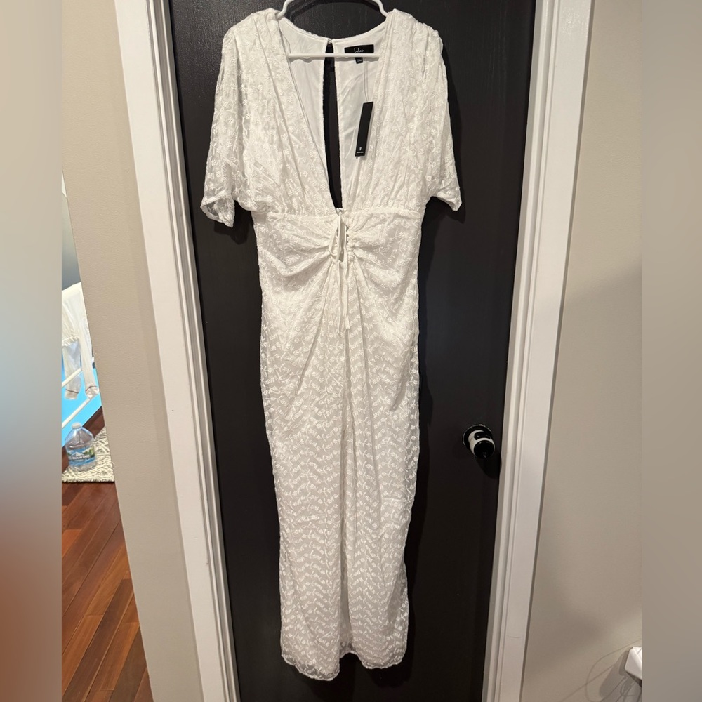 Undeniably Breezy White Embroidered Floral Cutout Jumpsuit